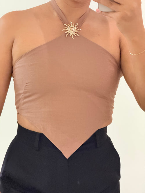 BLUSA IBIZA LINO CAFÉ