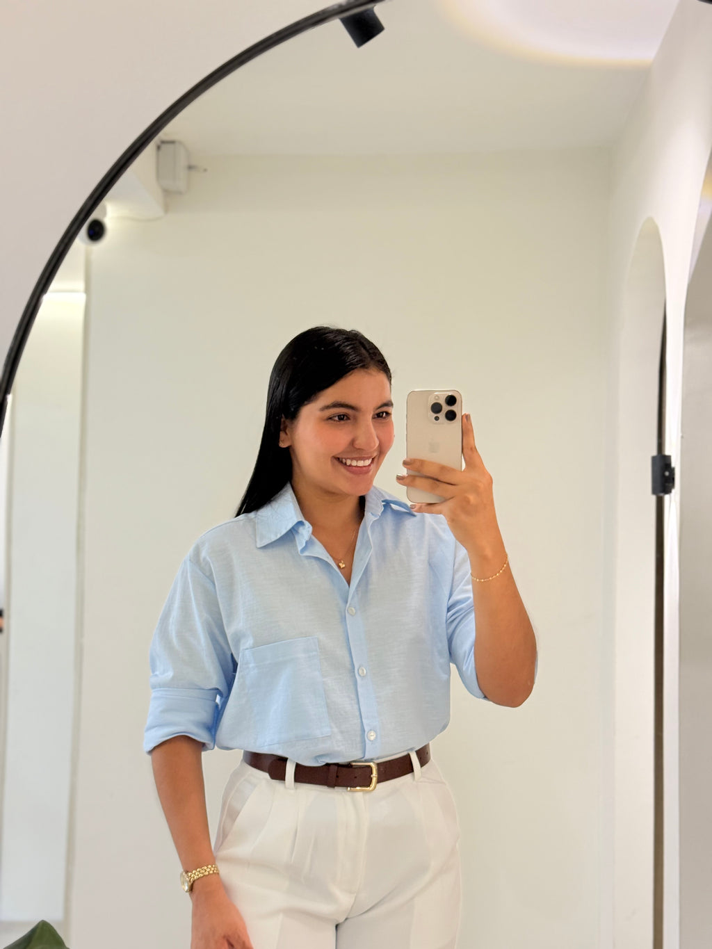 CAMISERA EN LINO AZUL