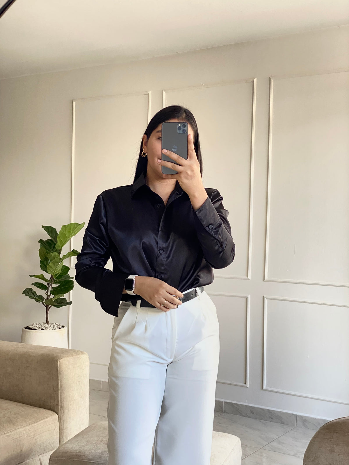 CAMISERA DE SATIN NEGRA