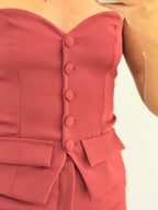 BLUSA STRAPLE SOLAPA VINO TINTO