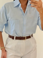 CAMISERA EN LINO AZUL