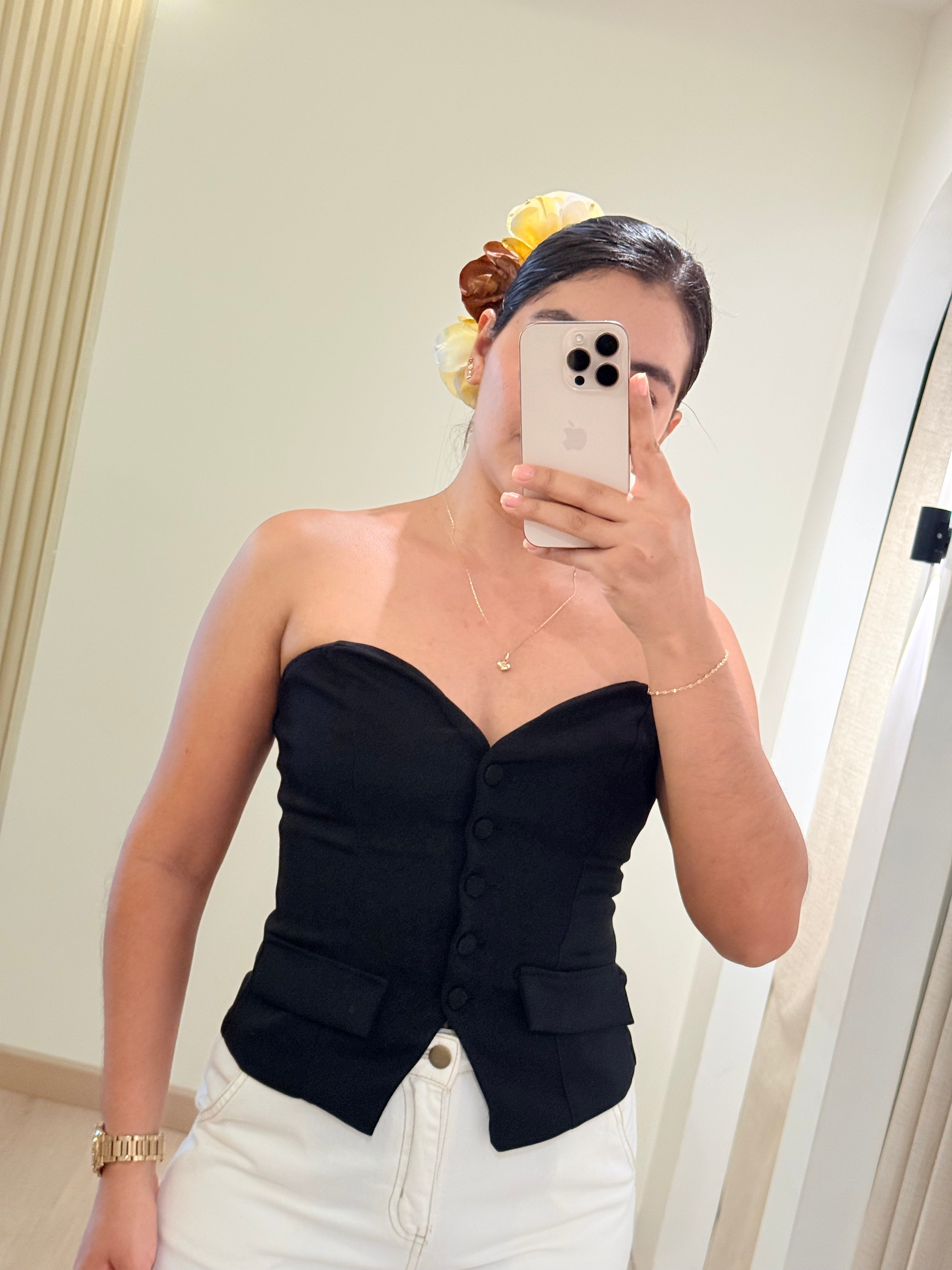 BLUSA STRAPLE SOLAPA NEGRA