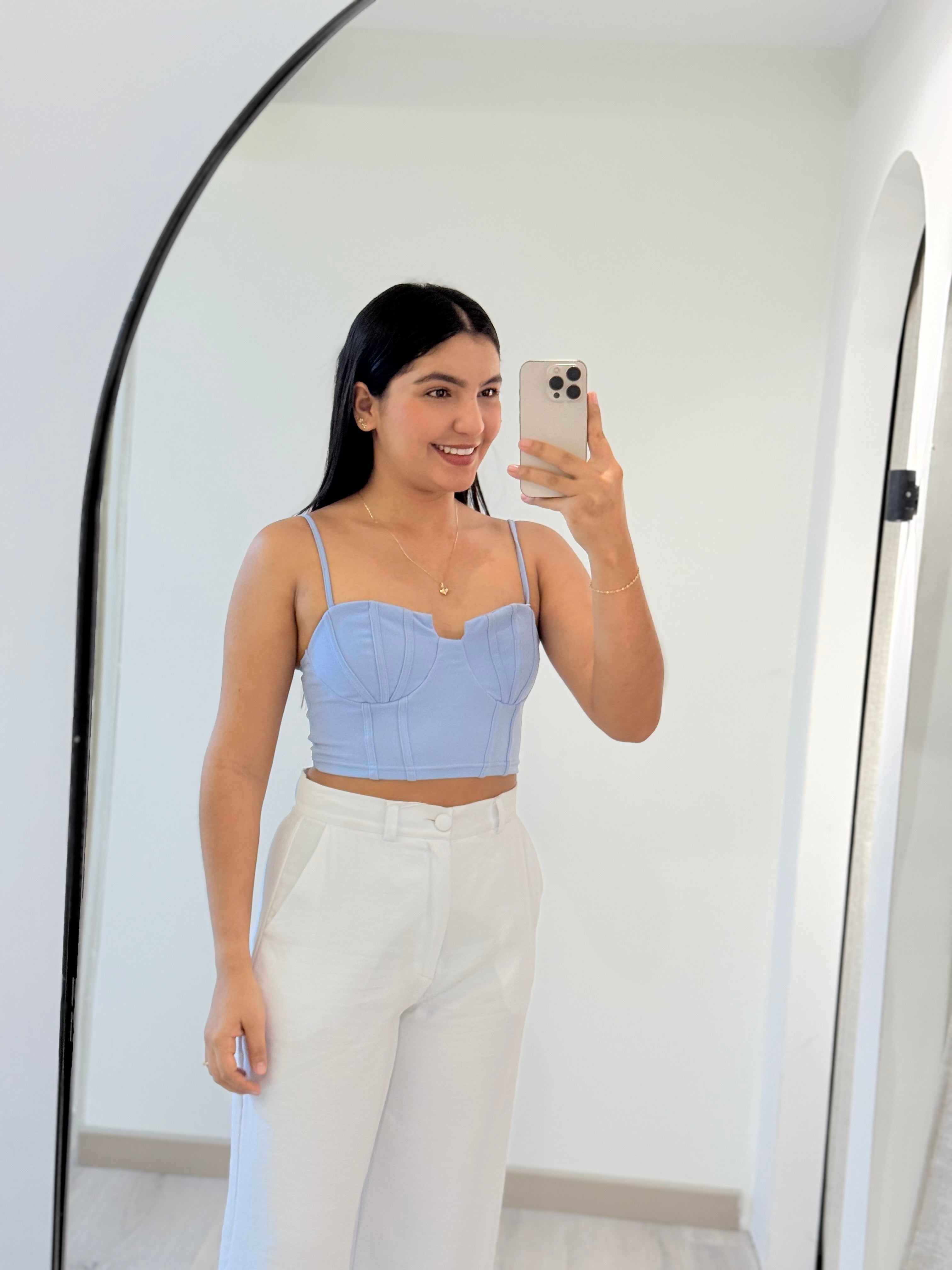 CROP TIPO CONCHA AZUL BEBÉ